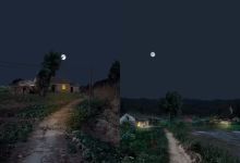 【745款】农村夜景童年儿时乡下老房子晚上月亮怀旧视频素材