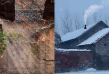 【226款】东北乡村农村冬天雪景下雪怀旧视频素材